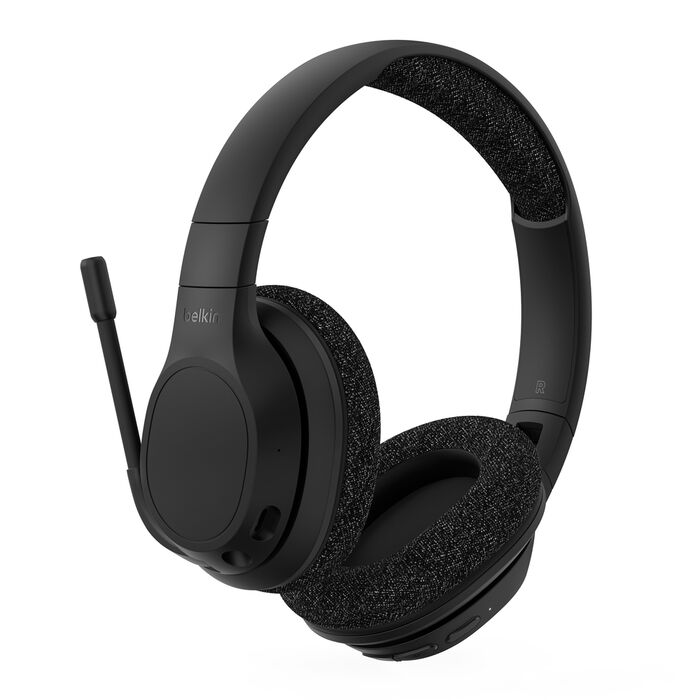 Belkin SoundForm Adapt Wireless Over-Ear Headset, Headphones for Work, Play, Gaming, & Travel w/Built-in Boom Microphone, 45H Battery Black