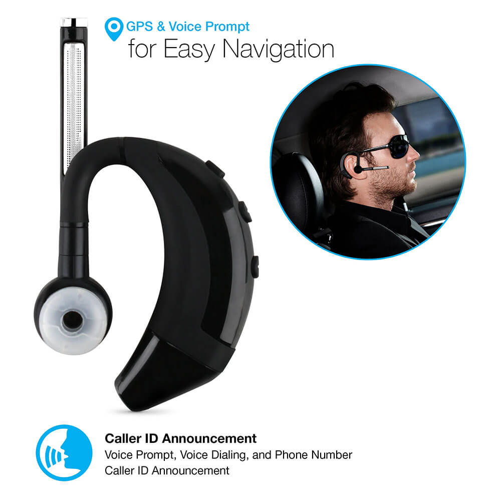 Naztech - Bluetooth Headset Mono N750 Emerge with Boom Mic Noise Cancelling 7hr Talk Over Ear Design