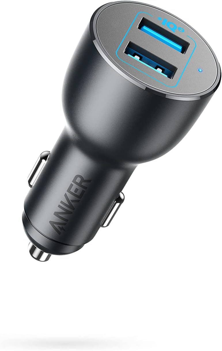 شاحن سيارة Anker PowerDrive III ثنائي المنفذ 36 واط من سبائك الألومنيوم - أسود