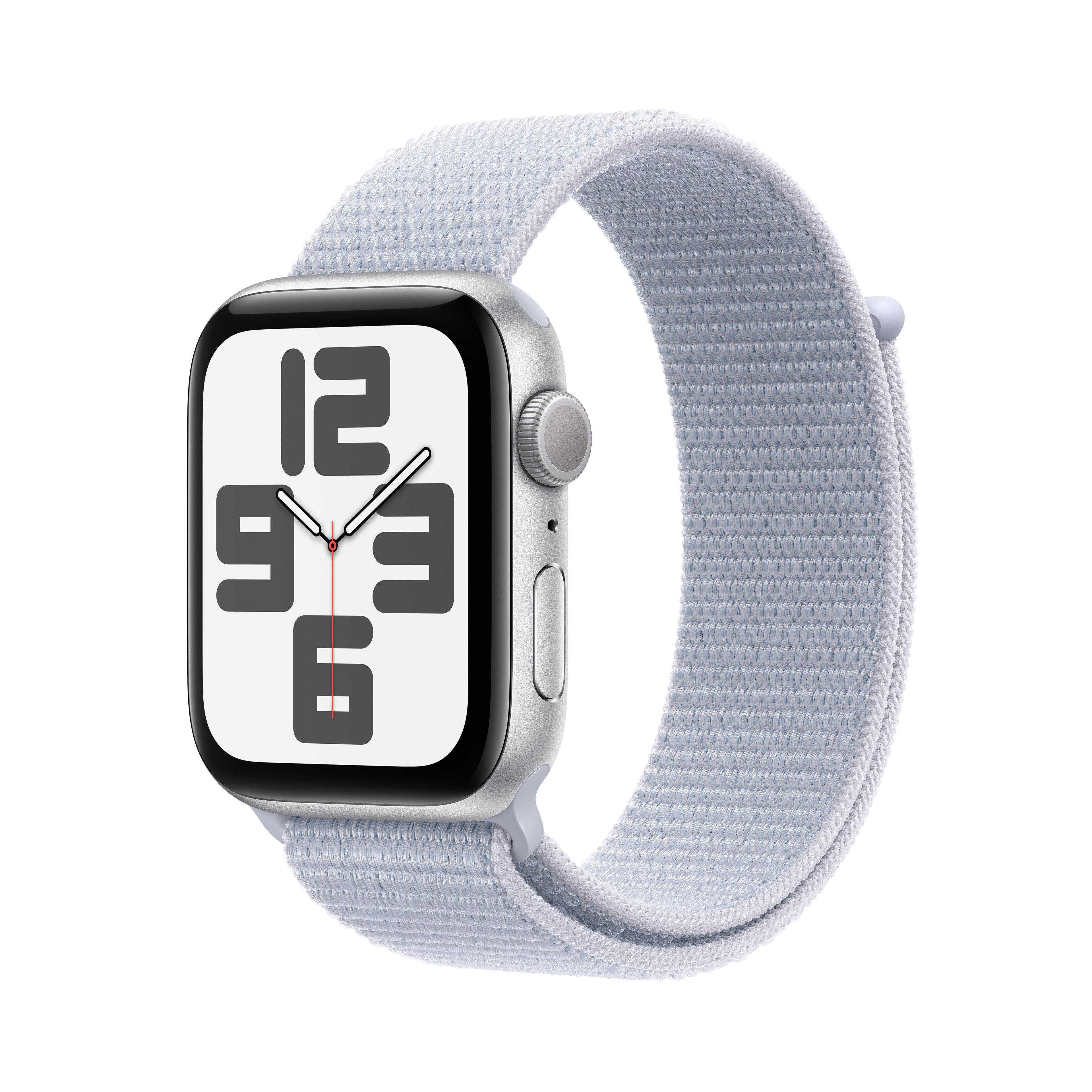 Apple Watch SE GPS 40mm Silver Aluminium Case with Blue Cloud Sport Loop - One Size