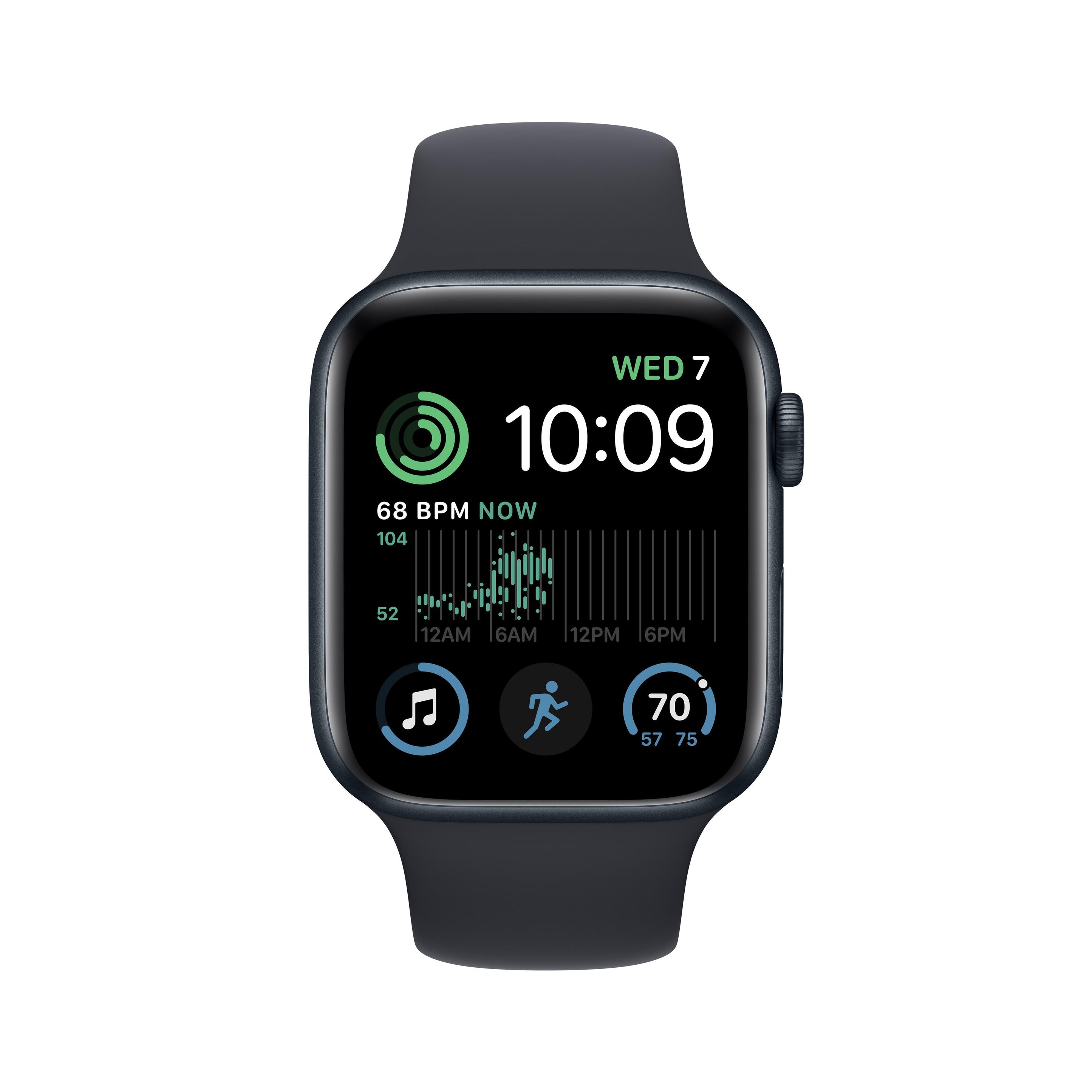 Apple Watch SE 2022 GPS 44mm Midnight Aluminum Case with Midnight Sport Band Regular