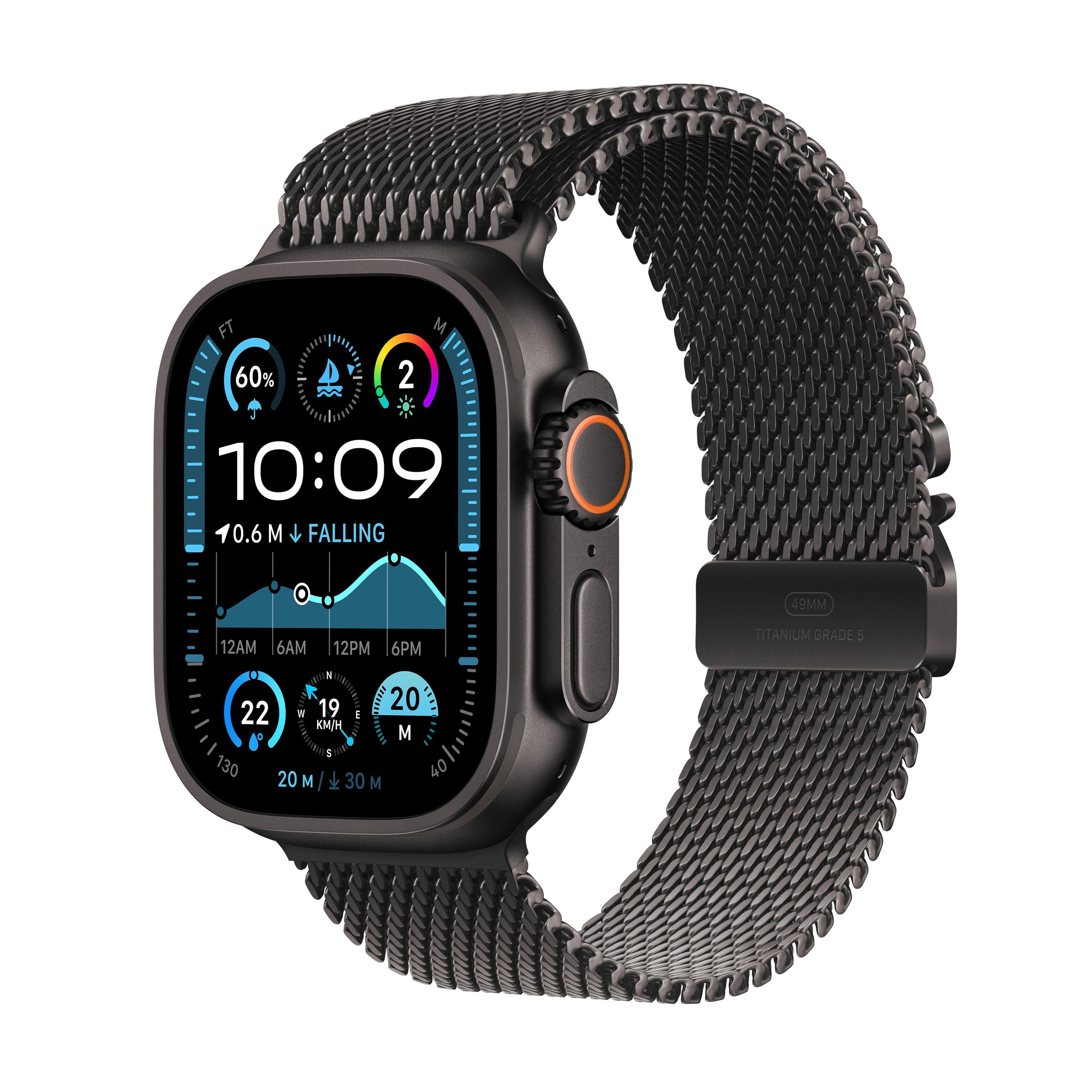 Apple Watch Ultra 2 GPS + Cellular 49mm Black Titanium with Titanium Milanese Loop