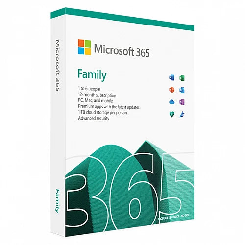 Microsoft 365 Family FPP Medialess 1 Year Subscription