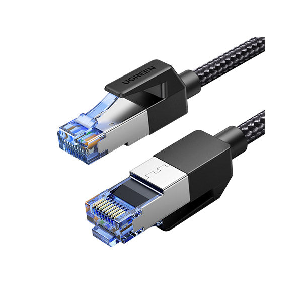 كابل إيثرنت UGREEN Cat8 محمي ومضفر دائري بطول 5 أمتار، أسود