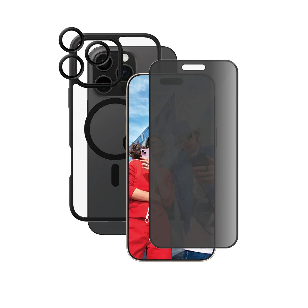 مجموعة CARE by PanzerGlass® الرائدة 3 في 1 لحماية الخصوصية لهاتف iPhone 16 Pro Max