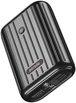 Porodo Power Bank PD Ultra-Compact Wireless Portable Power Bank 10000mAh 18W Power Delivery & Quick Charge 3.0 (Black, 10000mAh)