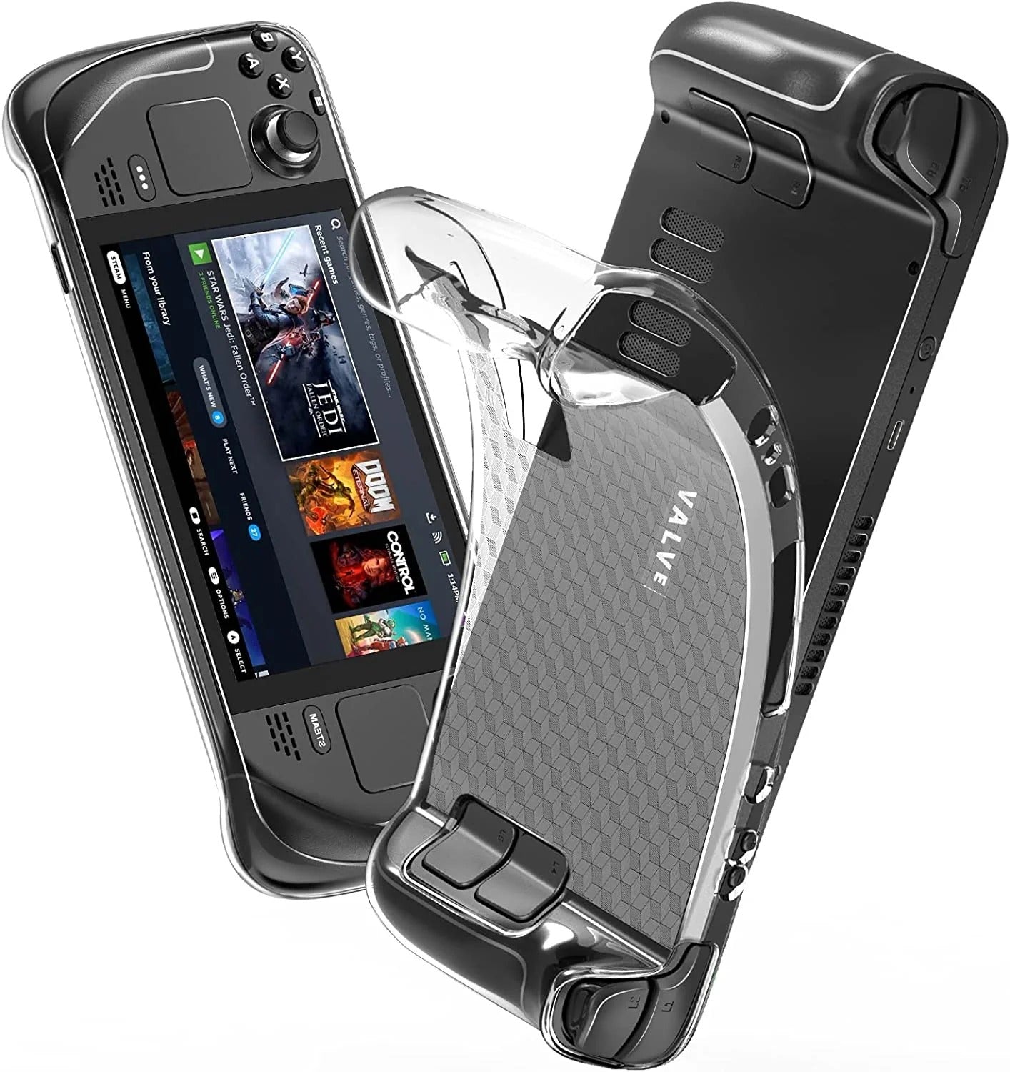 Protective Case for Steam Deck 2022, HEYSTOP Steam Deck Case Clear, TPU Soft Cover Protector with Full Protection, Shock-Absorption, Anti-Slip & Scratch Design, Steam Desk Accessories