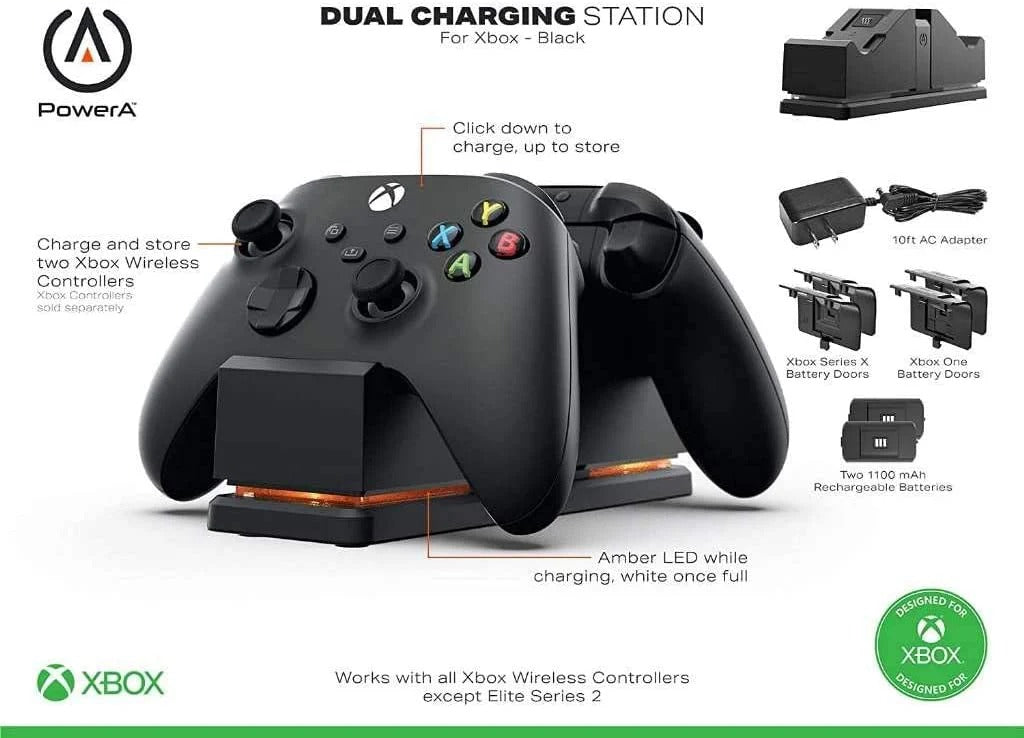 PowerA Wireless Dual Charging Station for Xbox Series XS/X/One - Black