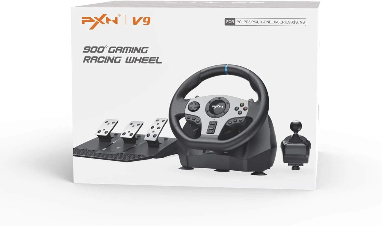 PXN V9 Gen2 Steering Wheel, for PC,Xbox One,Nintendo Switch,PS3,PS4,Xbox Series S/X