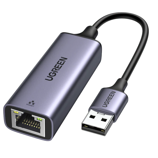 محول يوجرين USB إلى إيثرنت، محول إيثرنت 1000 ميجابايت في الثانية للتوصيل والتشغيل مع USB 3.0، رمادي