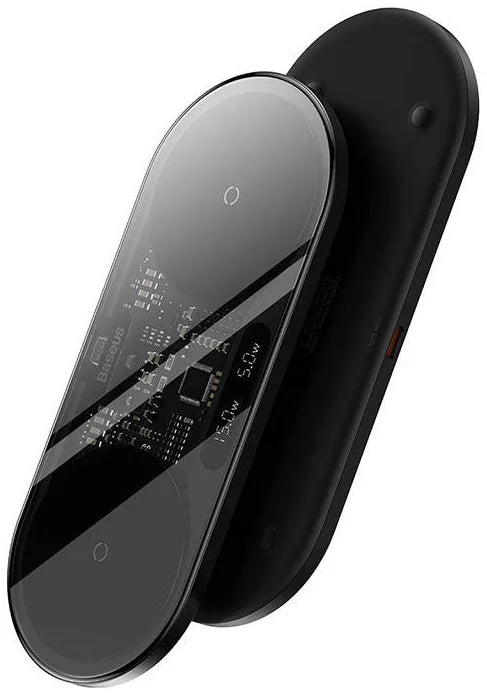 شاحن لاسلكي Baseus Digital LED Display Dual Qi، بقوة 20 وات