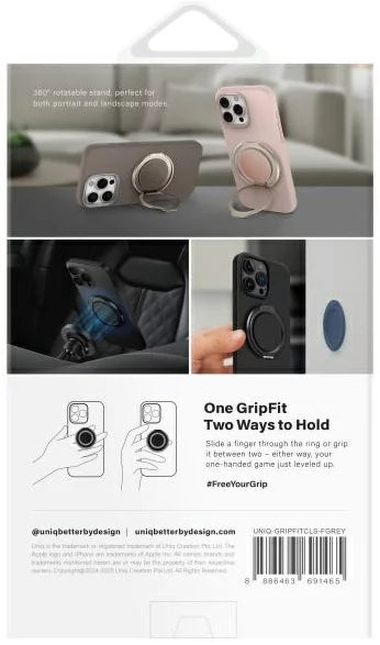 UNIQ Gripfit 360 Magnetic Mount&Kickstand Magnetic Holder gray/flint gray