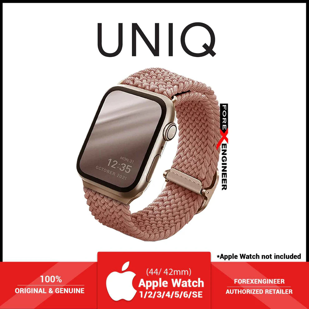 سوار UNIQ Aspen مضفر لساعة Apple Watch Series 7 - SE - 6 - 5 - 4 - 3 - 2 - 1 ( 45 مم - 44 مم - 42 مم ) - وردي جريب فروت