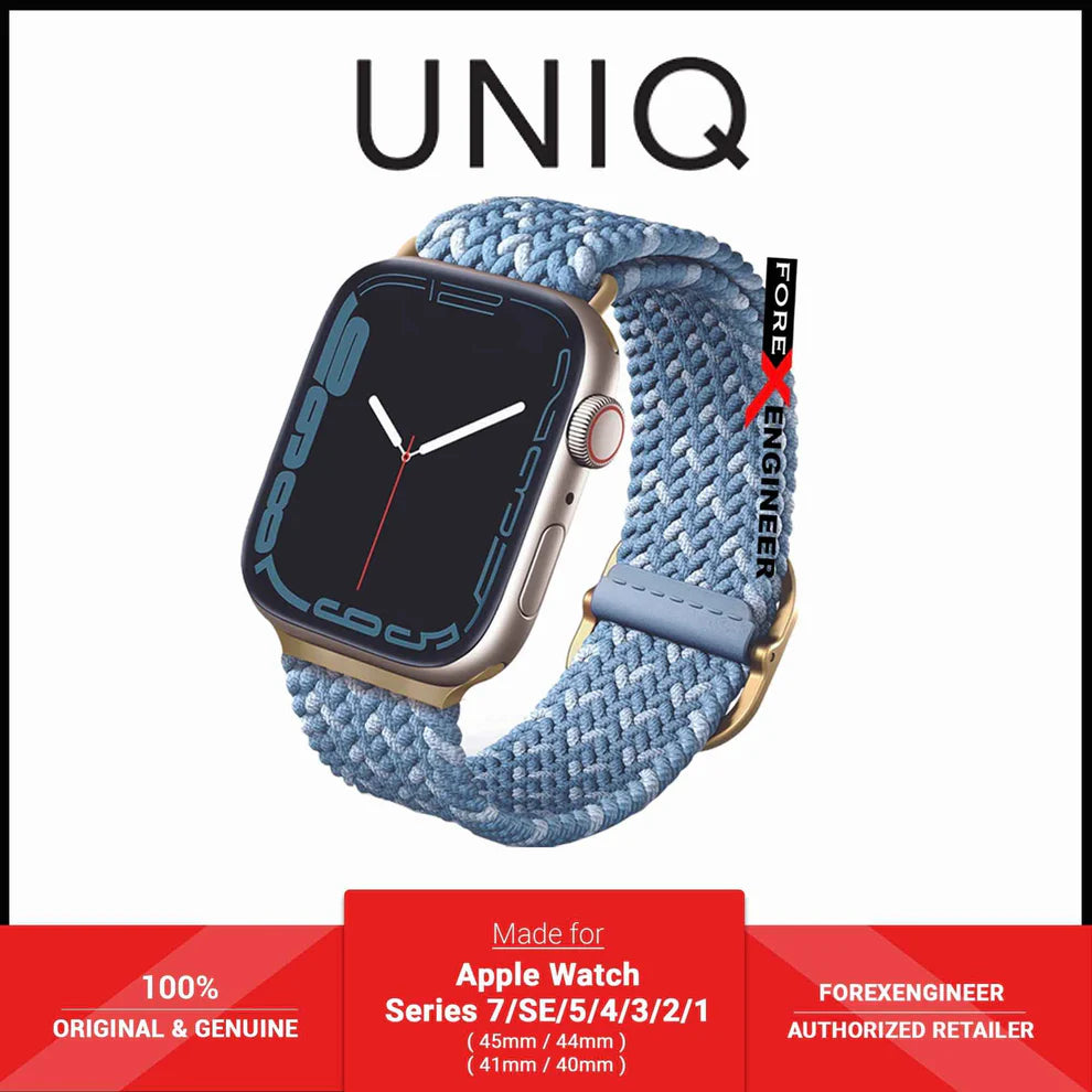 حزام UNIQ Aspen Apple Watch مقاس 44/42/45 مم مضفر DE obsidian Blue
