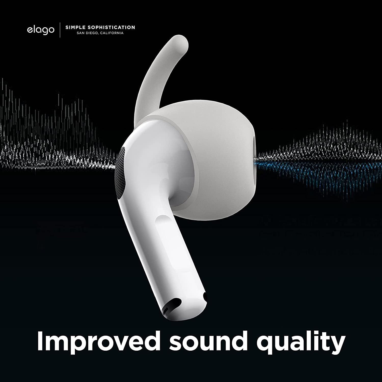 غطاء سماعات الأذن Elago AirPods 3 مع خطافات وحقيبة، أبيض