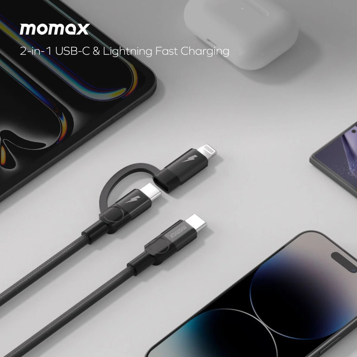 كابل مغناطيسي MOMAX MAG LINK USB-C إلى C وLightning بطول 1 متر