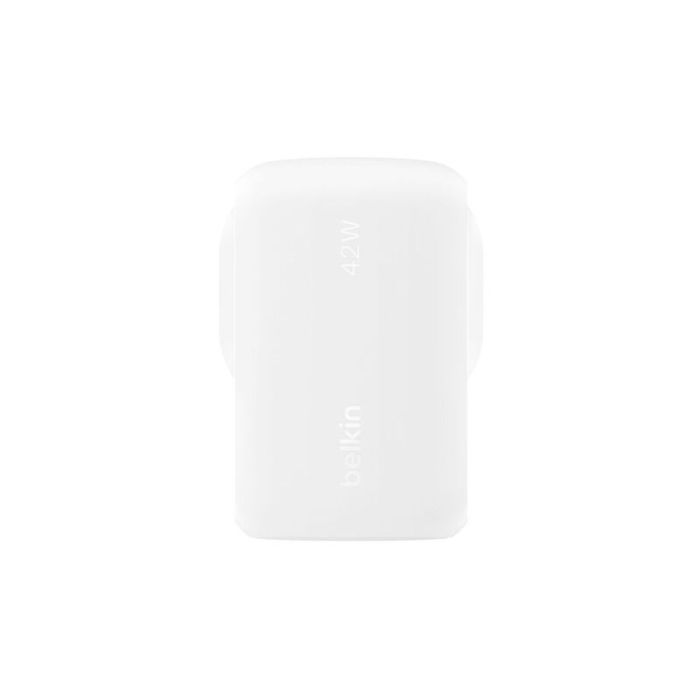 شاحن Belkin PD 42W USB-C وUSB-A ثنائي الحائط (أبيض)