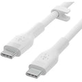 كابل سيليكون من بيلكين، USB-C إلى USB-C 2.0، 3 أمتار - أبيض