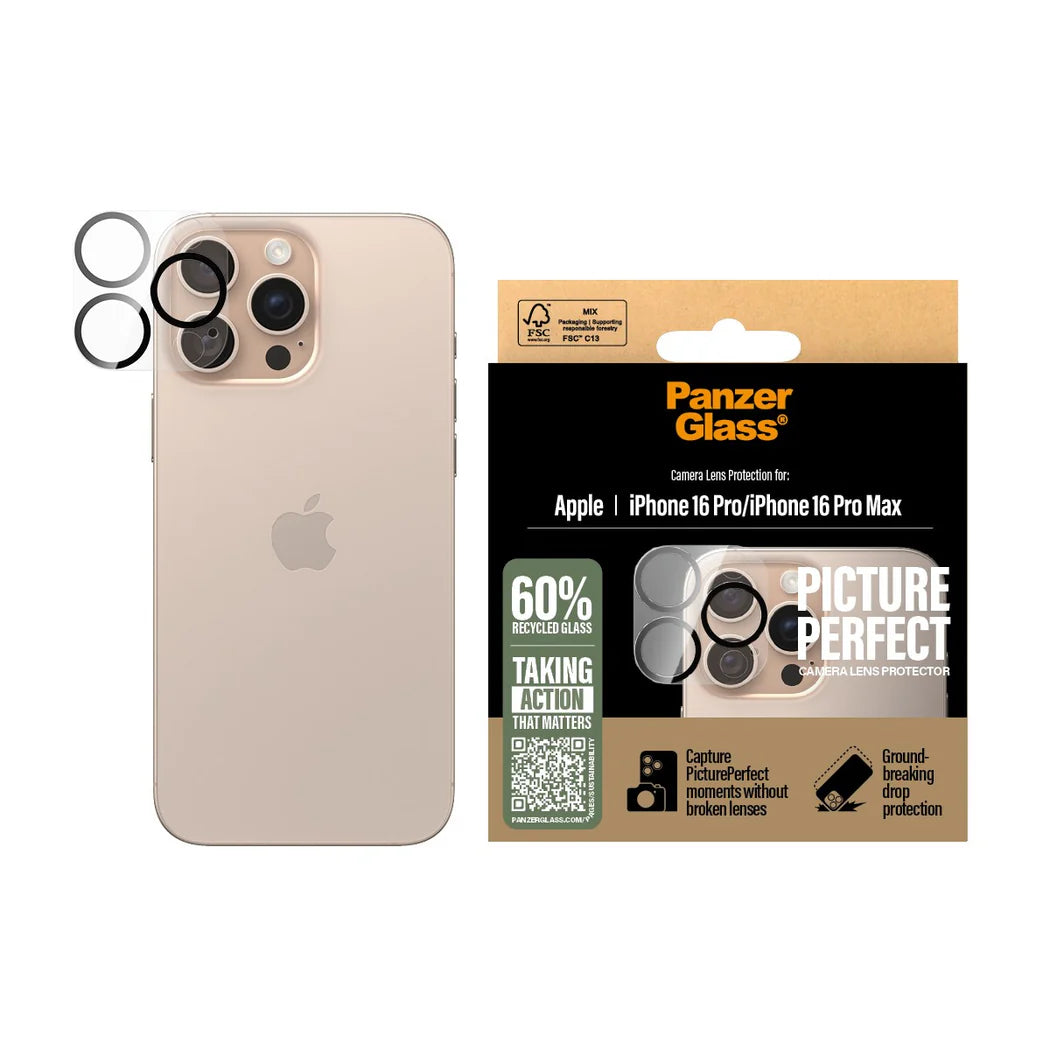 PanzerGlass Picture Perfect Camera Lens Protector for iPhone 16 Pro / 16 Pro Max – Black