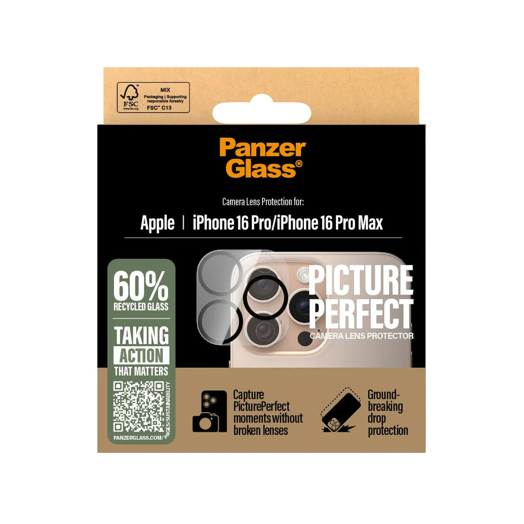 PanzerGlass Picture Perfect Camera Lens Protector for iPhone 16 Pro / 16 Pro Max – Black