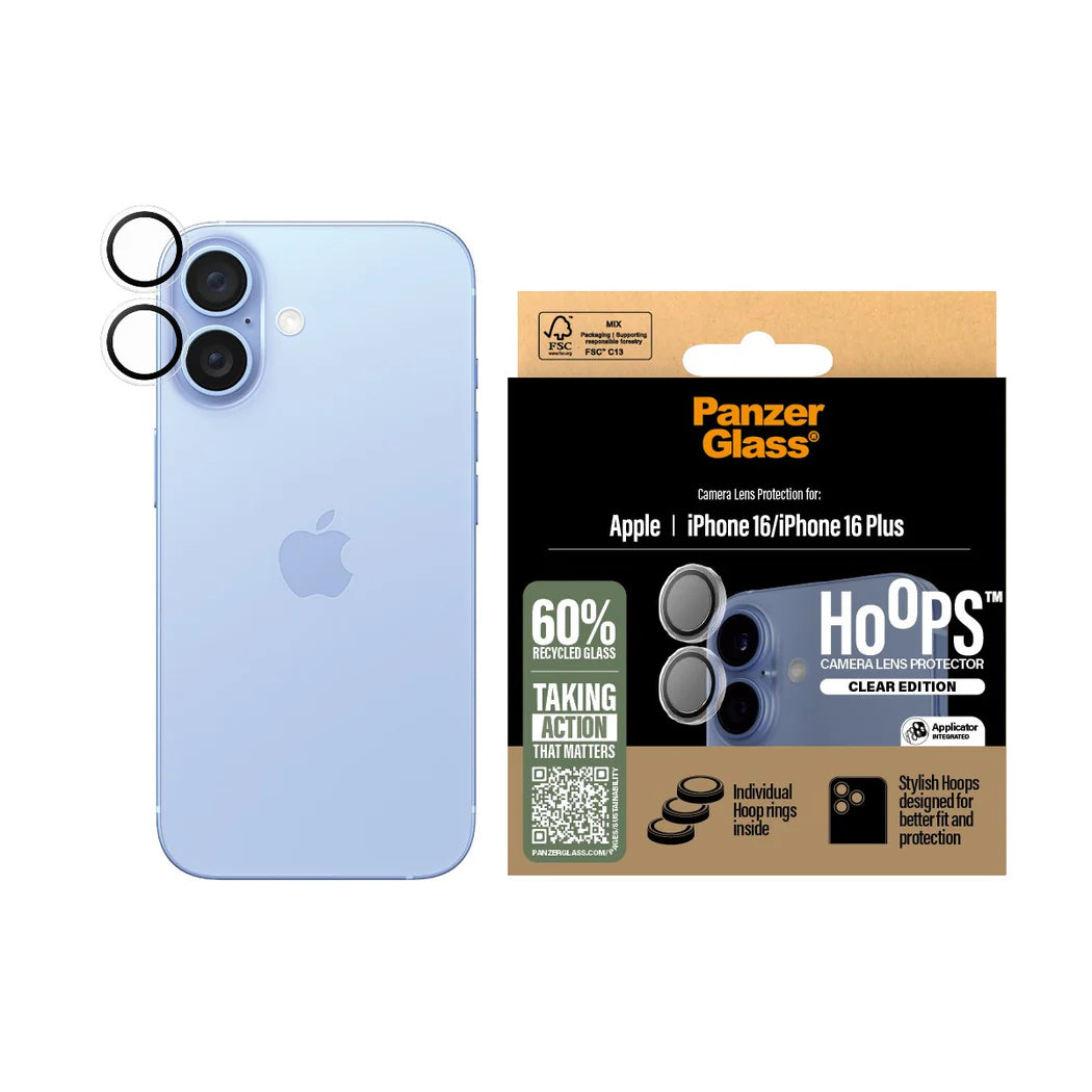 PanzerGlass Apple iPhone 16/16 Plus Hoops Camera Protector Transparent