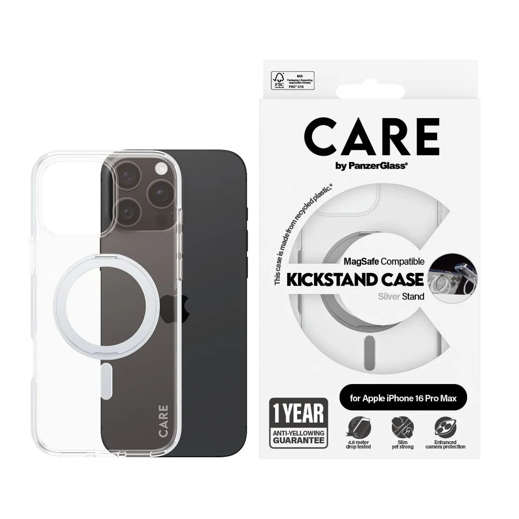 PanzerGlass CARE Feature Silver Kickstand & MagSafe Case for iPhone 16 Pro Max