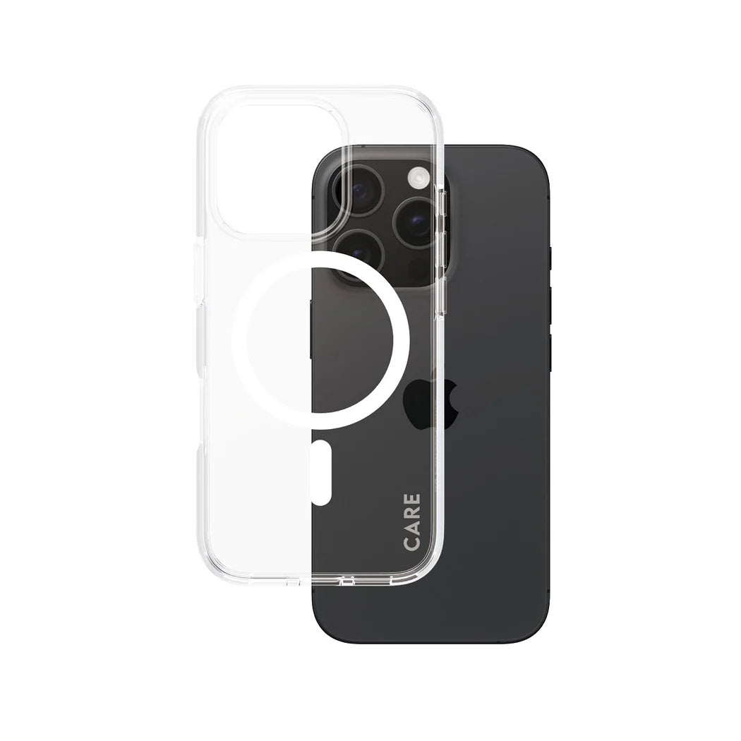 غطاء حماية CARE by PanzerGlass الرائد – أبيض مع MagSafe – لجهاز Apple iPhone 16 Pro (6.3″)