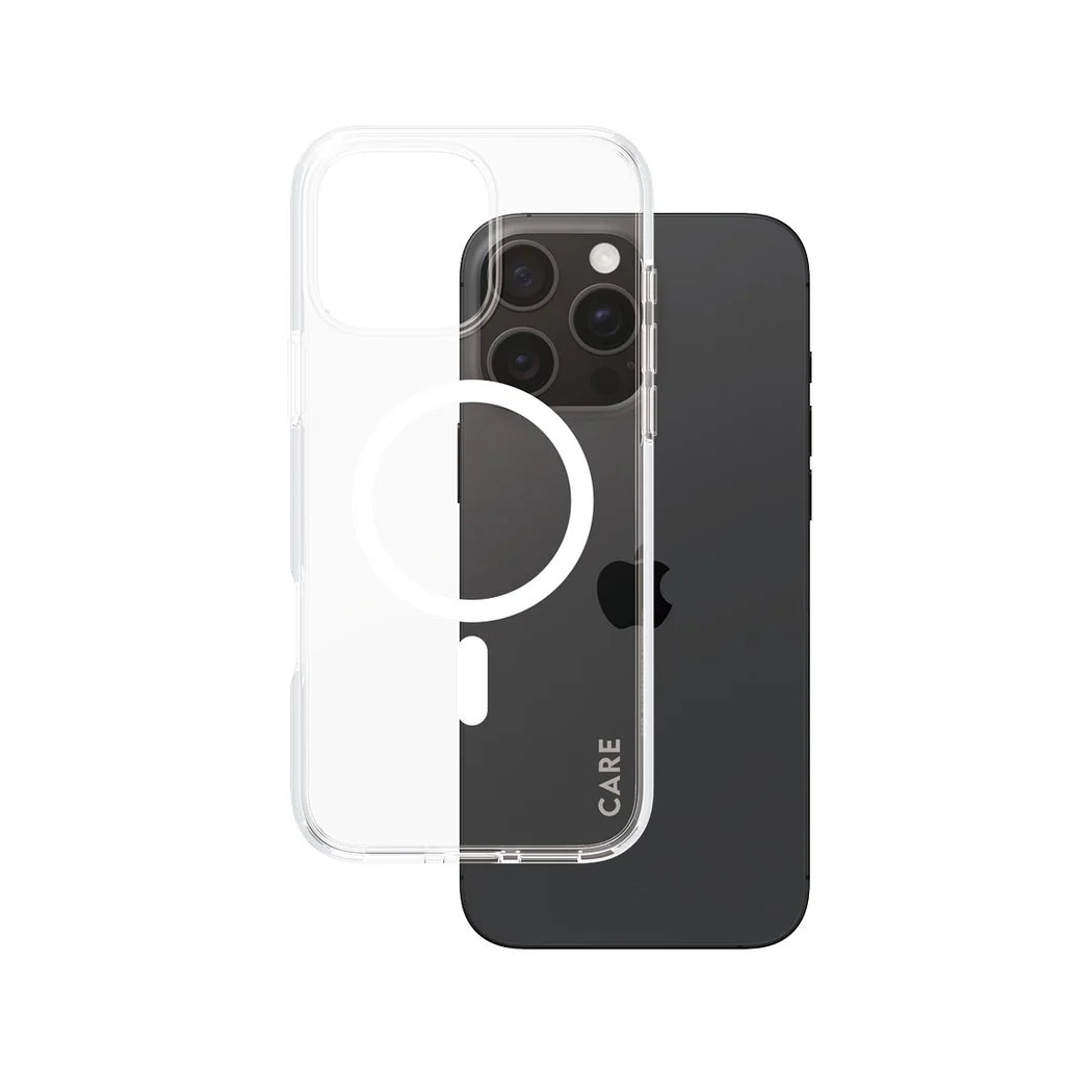غطاء حماية CARE by PanzerGlass الرائد – أبيض مع MagSafe – لجهاز Apple iPhone 16 Pro Max (6.9 بوصة)