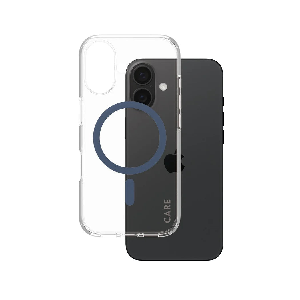 غطاء حماية CARE by PanzerGlass الرائد – أزرق مع MagSafe – لجهاز Apple iPhone 16 (6.1″)