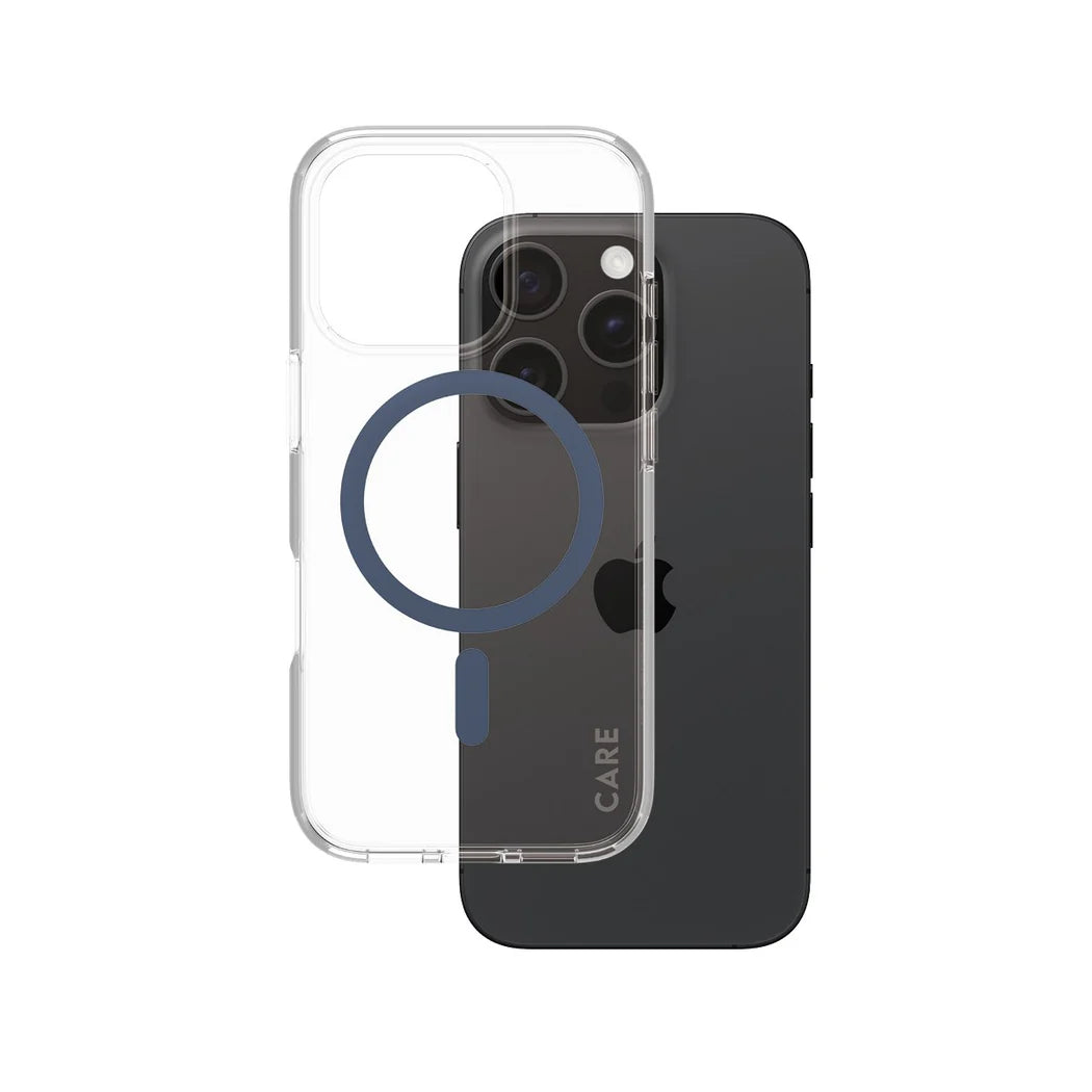 غطاء حماية CARE by PanzerGlass الرائد – أزرق مع MagSafe – لجهاز Apple iPhone 16 Pro (6.3″)