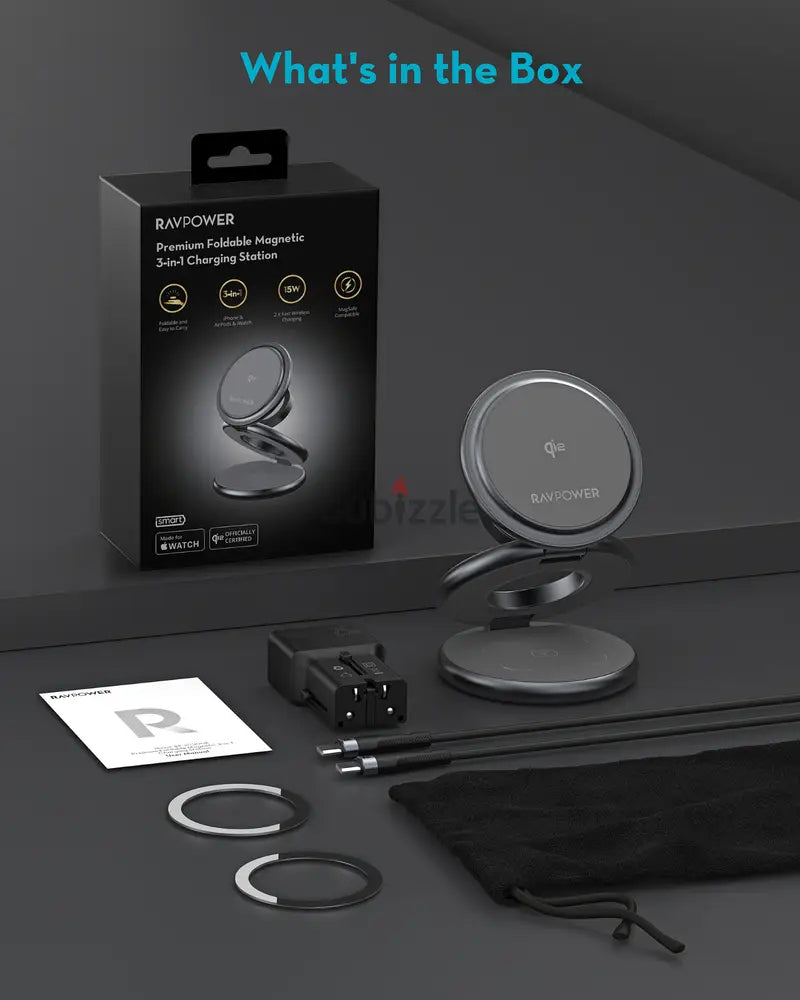 RavPower Premium Foldable Magnetic 3in1 Charging Station -RP-WC1008 - Gray