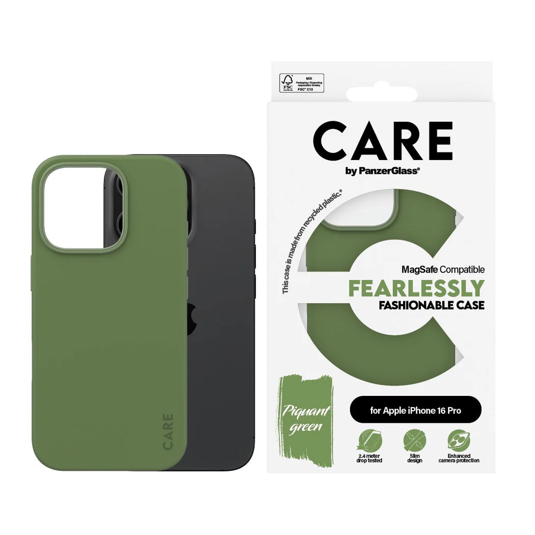 PanzerGlass CARE Fashion Green with MagSafe iPhone 16 Pro Case