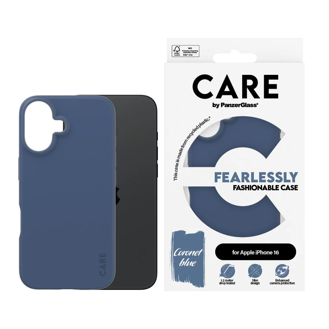 PanzerGlass® CARE Fashion Blue iPhone 16 Case