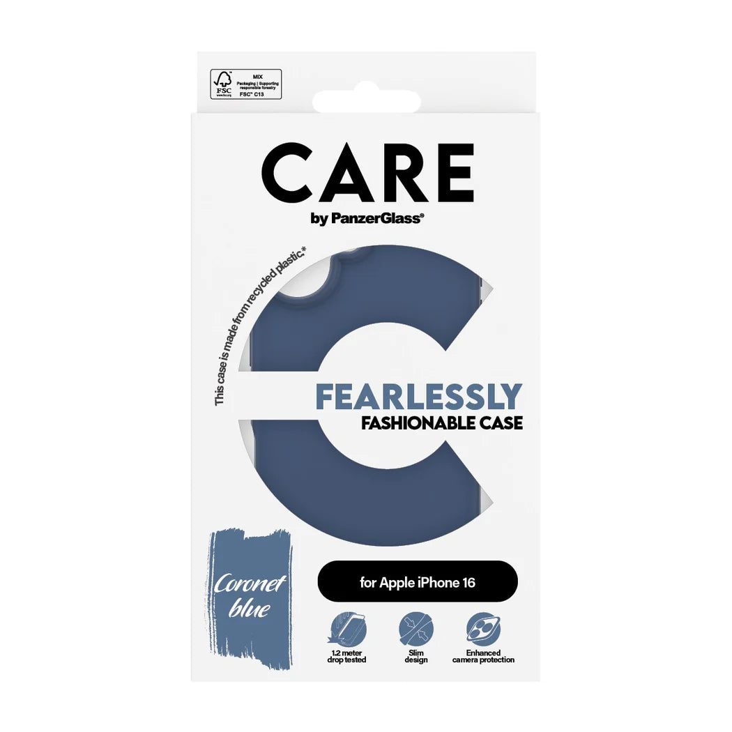 PanzerGlass® CARE Fashion Blue iPhone 16 Case