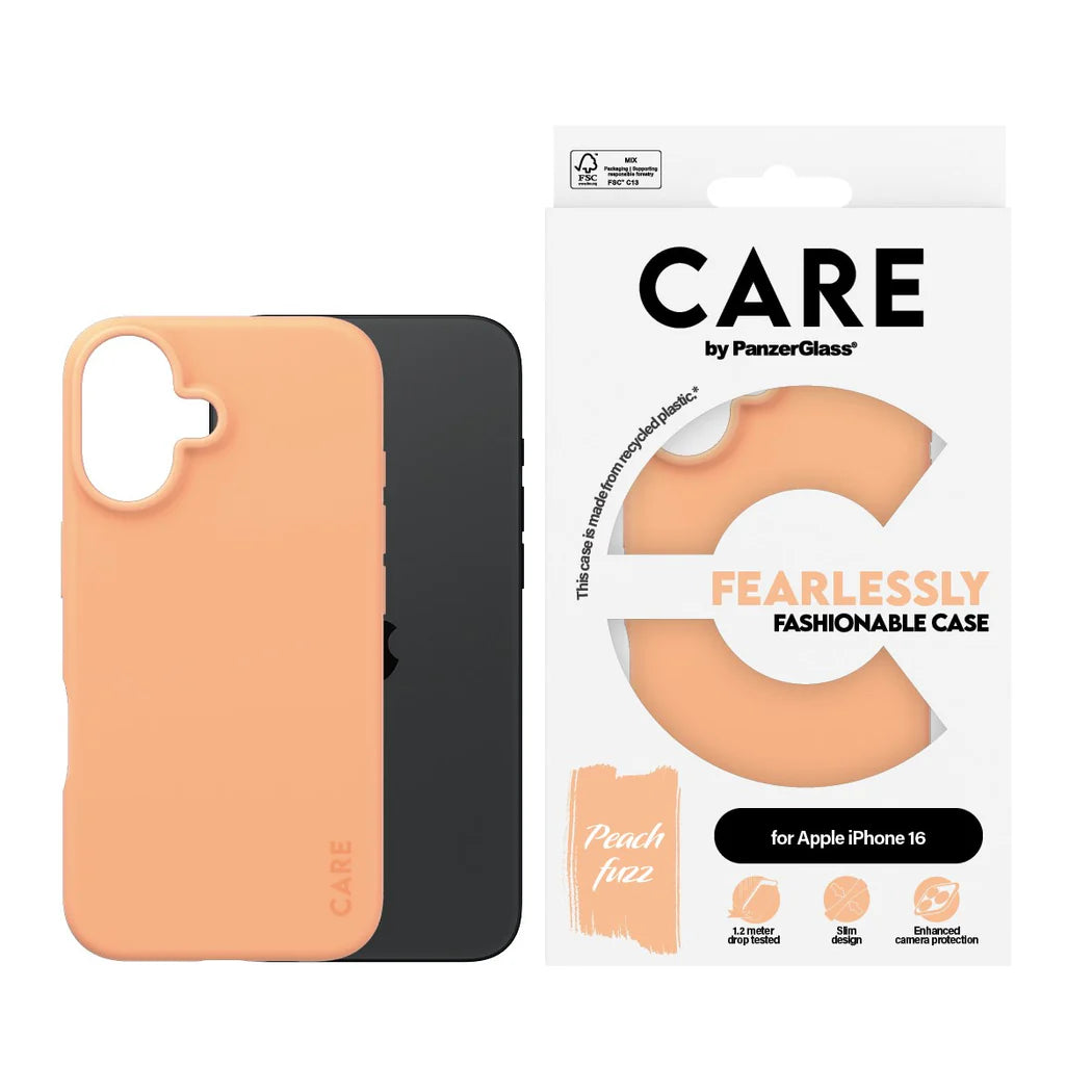جراب CARE by PanzerGlass الأنيق - لون خوخي - لجهاز Apple iPhone 16 (6.1″)