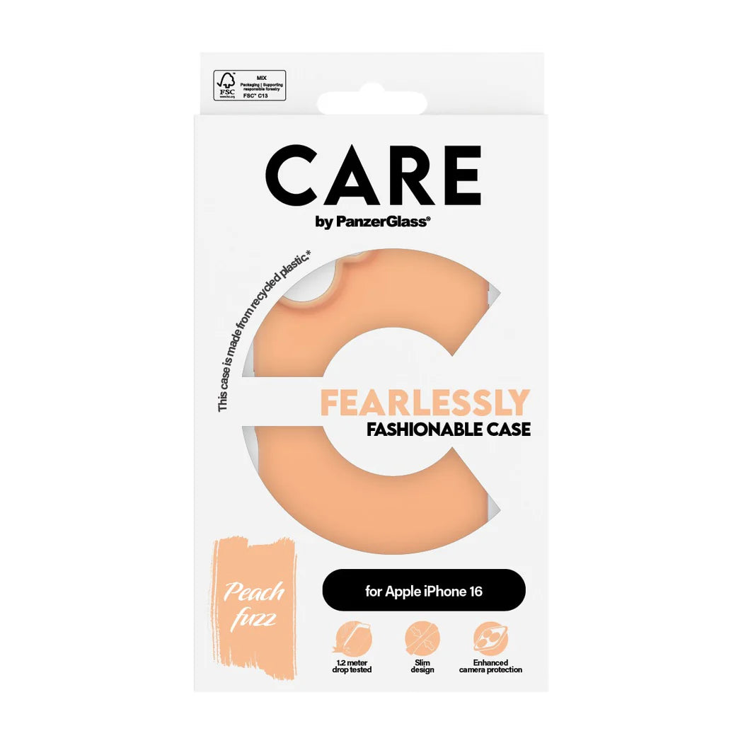 جراب CARE by PanzerGlass الأنيق - لون خوخي - لجهاز Apple iPhone 16 (6.1″)