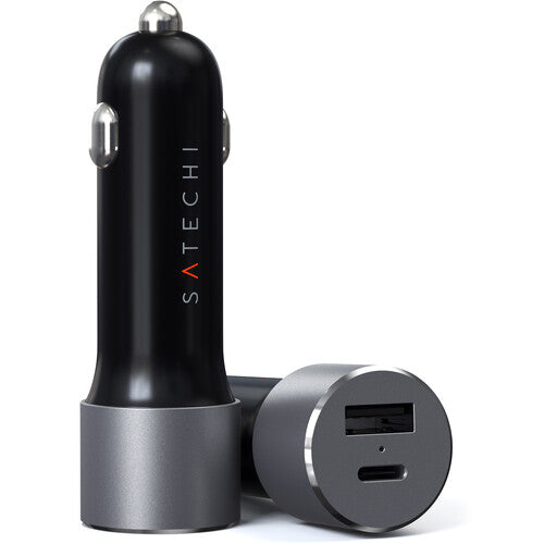 Satechi 72W USB Type-C/USB Type-A Dual-Port USB PD Car Charger (Space Gray)