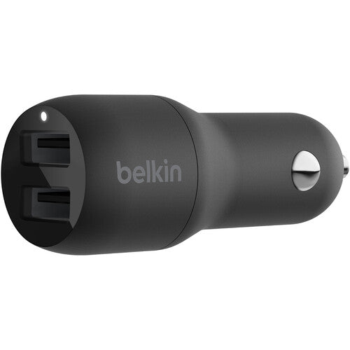 Belkin Dual Port USB-A Car Charger 4.8Amp 24W Black