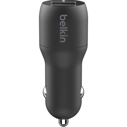 Belkin Dual Port USB-A Car Charger 4.8Amp 24W Black