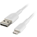 كابل Belkin BoostCharge Braided Lightning إلى USB-A بطول 6.6 قدم، أبيض 