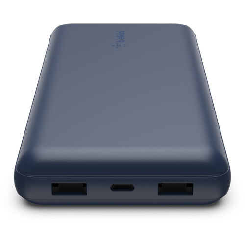 Belkin Portable Charger, USB C Power Bank 20000 mAh w/ 2 USB-A Ports, 15W w/ Type-A to Type-C Cable Blue