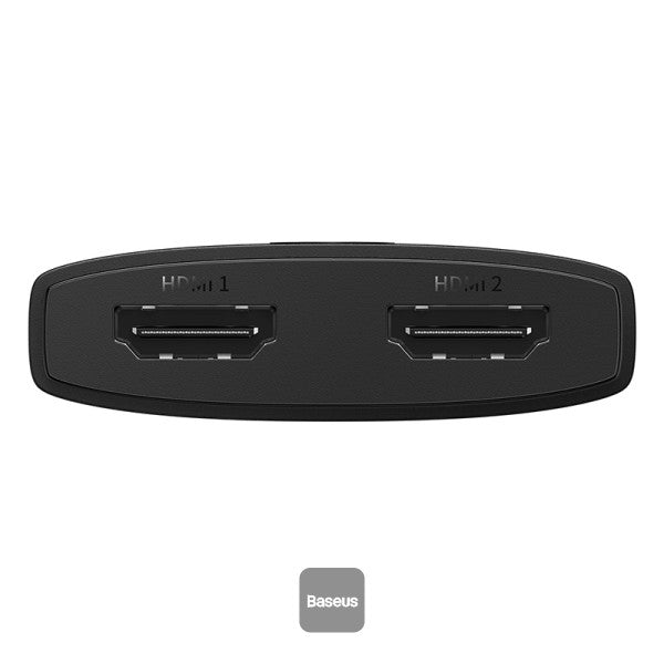 مفتاح HDMI ثنائي الاتجاه 2 في 1 من سلسلة Baseus AirJoy مع مجموعة كابلات بطول 1 متر باللون الأسود