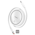 كابل بيانات شحن سريع Free2 Draw Mini من Baseus 100W Free2 Draw Mini قابل للسحب من النوع C إلى النوع C بطول 1 متر - أبيض