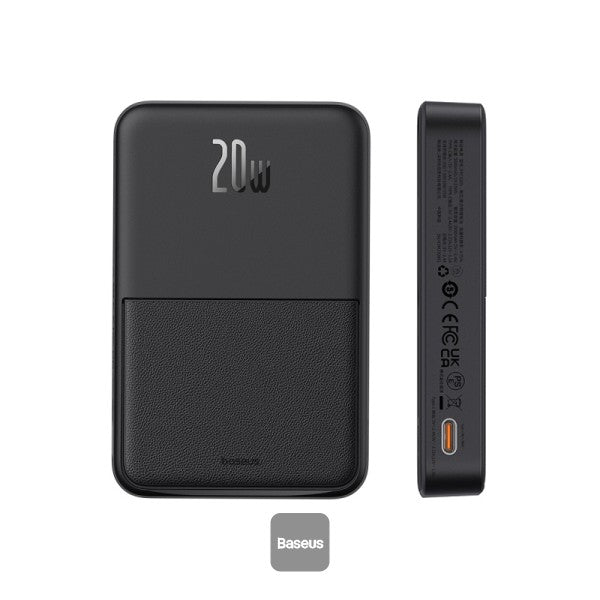 باور بانك Baseus MagPro 5000mAh لاسلكي سريع الشحن PD 20W مع حامل مغناطيسي - أسود