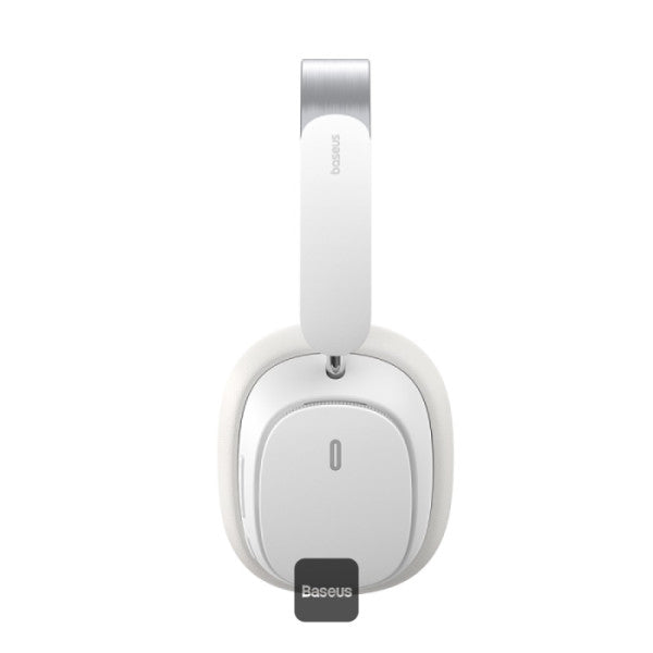 سماعات رأس لاسلكية Baseus Bowie H1 Pro - وقت تشغيل 80 ساعة - سماعة رأس هجينة بتقنية إلغاء الضوضاء 48 ديسيبل - أبيض