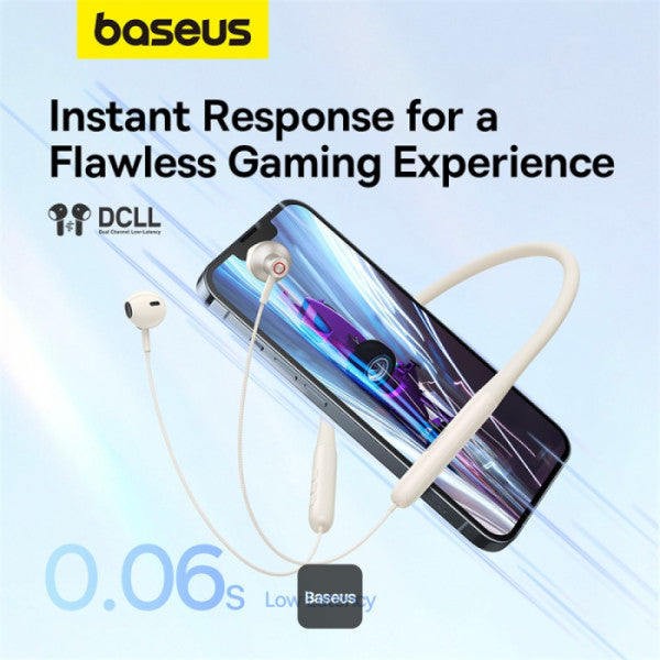 سماعات أذن لاسلكية Baseus Bowie P1 حول الرقبة - أبيض لامع
