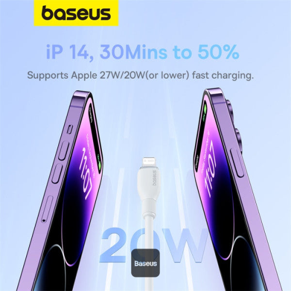 كابل شحن Baseus Pudding Series Type-C إلى Lightning 20W - 2 متر، أبيض