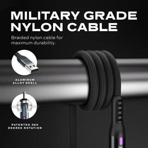 Statik PowerPivot USB-A to USB-C Charge Cable Black