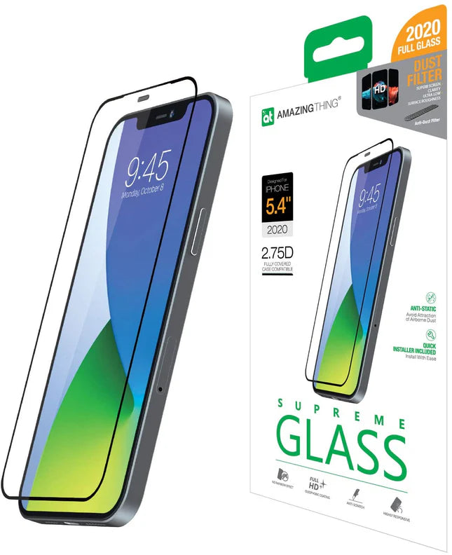 واقي شاشة زجاجي مقوى لهاتف iPhone 12 Mini من Amazing Thing، مغطى بالكامل بزجاج فائق الجودة
