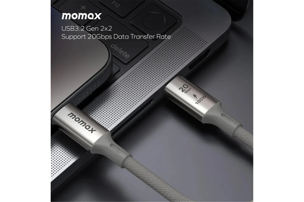 كابل Momax Elite 100W USB-C USB3.2 Gen 2X2 20Gbps بطول 1 متر (تيتانيوم)